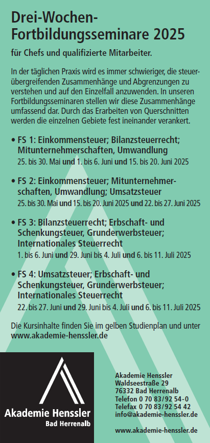 Drei-Wochen-Fortbildungsseminare 2025